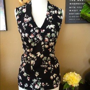 Ann Taylor Black Floral Sleeveless Blouse💕